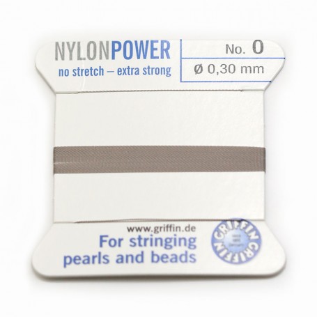 Fil power nylon avec aiguille inclus, de couleur grise x 2m