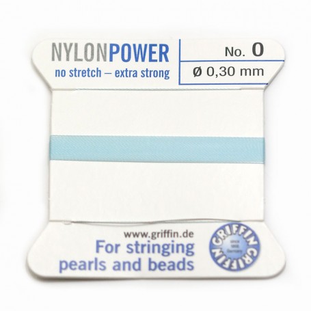 Nylon power wire with needle included, in turquoise color x 2m