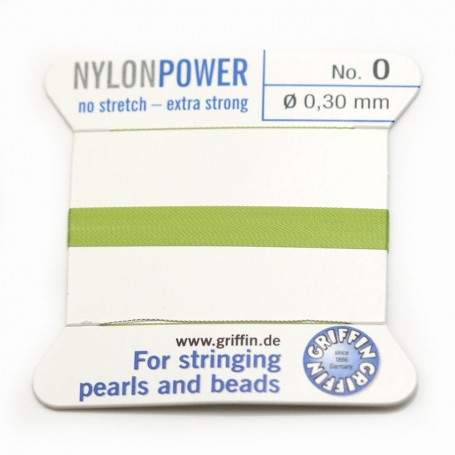 Fil power nylon avec aiguille inclus, de couleur vert x 2m
