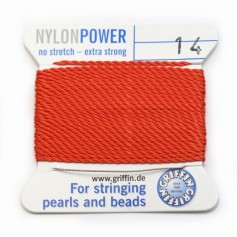 Nylon power wire with needle included, in coral color x 2m