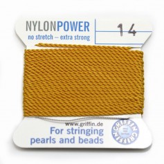 Nylon power wire with needle included, in amber color x 2m