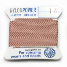 Fil power nylon avec aiguille inclus, de couleur rose pâle x 2m