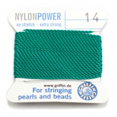 Nylon power wire with needle included, in green color x 2m