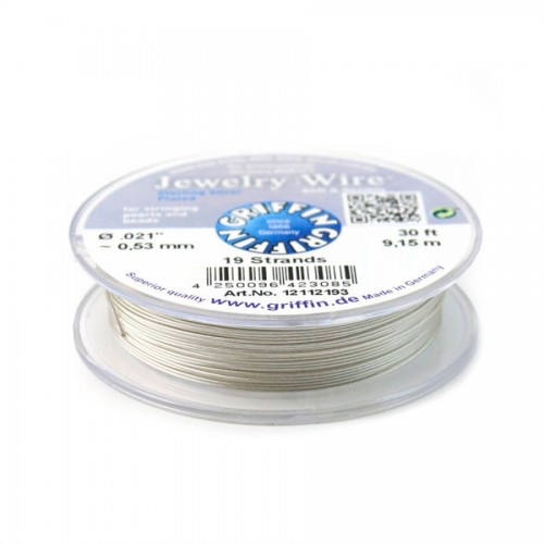 Stringing wire soft flexible silver-plated 0.53mm x 9.15m