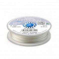 Stringing wire 19 Strand soft flexible silver-plated 0.6mm x 9.15m