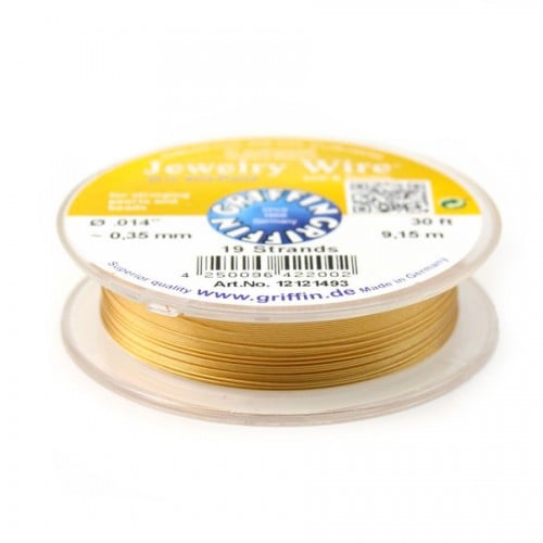 Stringing wire soft flexible 24k gold plated 0.35mm x 9.15m