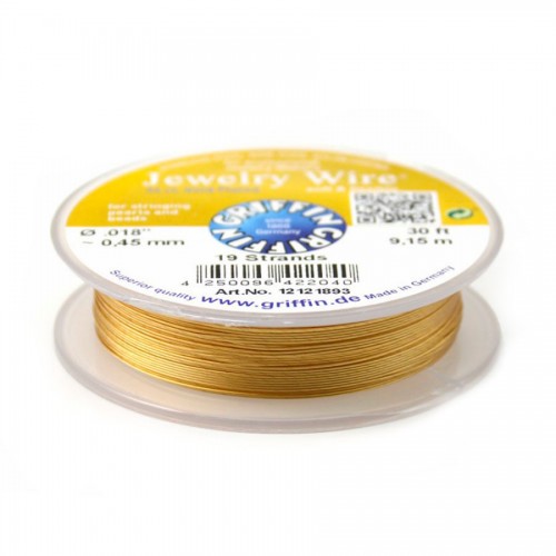 Stringing wire soft flexible 24k gold plated 0.45mm x 9.15m