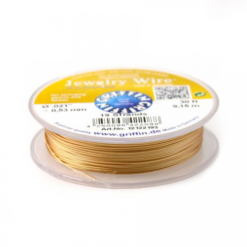 Stringing wire soft flexible 24k gold plated 0.53mm x 9.15m
