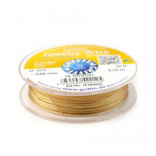 19 fios de arame com bainha em nylon revestido a ouro 24 quilates 0.6mm x 9.15m