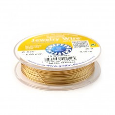 Stringing wire 19 Strand soft flexible 24k gold plated 0.6mm x 9.15m