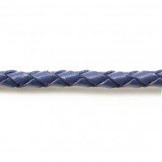 Cordón de cuero tejido azul de 3,0 mm x 50 cm