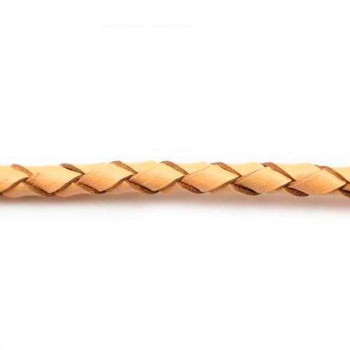 Cordón de cuero trenzado Marrón claro 3,0mm x 50cm