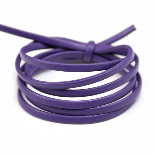 Cuir synthétique, de forme plate, de couleur violet, 3mm x 90cm