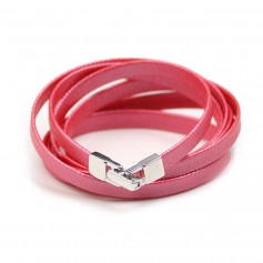 Synthetic leather, in flat shape, in dark pink color, 5mm x 90cm