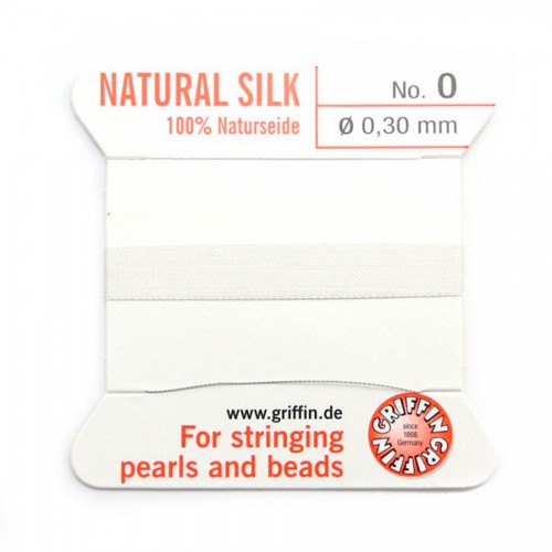 Silk bead cord 0.3mm white x 2m