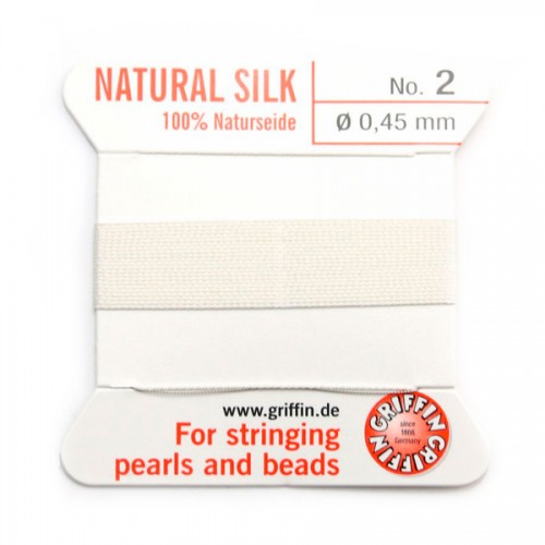 Silk bead cord 0.45mm white x 2m