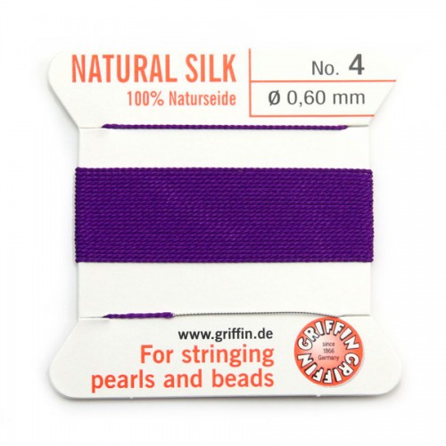 Silk bead cord 0.6mm amethyste x 2m