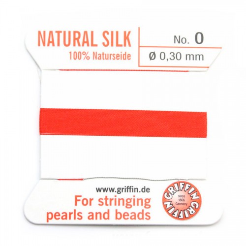 Silk bead cord 0.3mm coral x 2m
