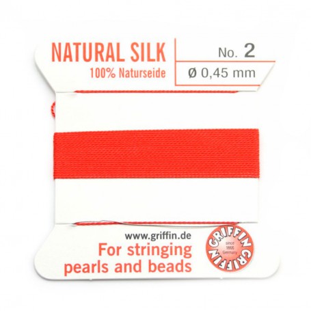 Silk bead cord 0.45mm coral x 2m