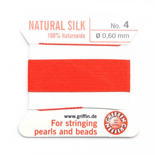 Silk bead cord 0.6mm coral x 2m