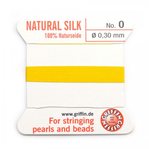 Silk bead cord 0.3mm yellow x 2m