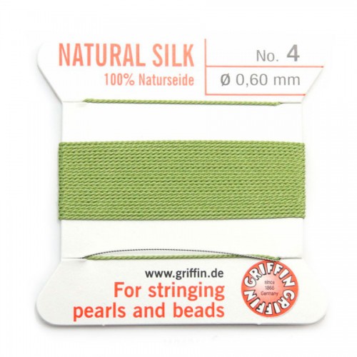 Silk bead cord 0.6mm green jade x 2m