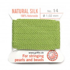 Silk bead cord 1.02mm green jade x 2m
