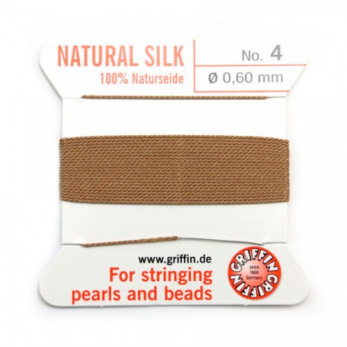 Silk bead cord 0.6mm beige x 2m