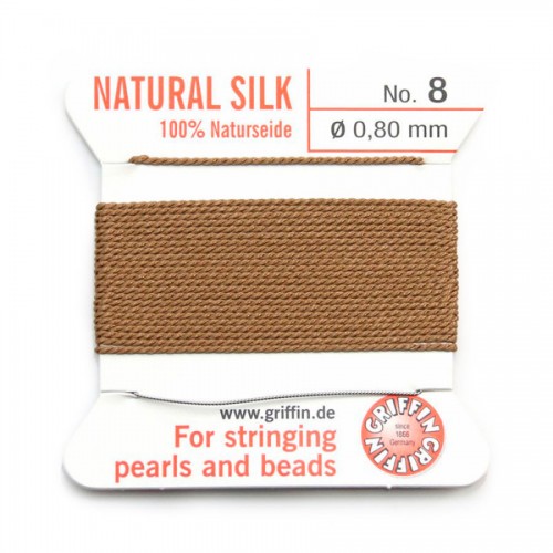 Silk thread 0.8mm beige x 2m