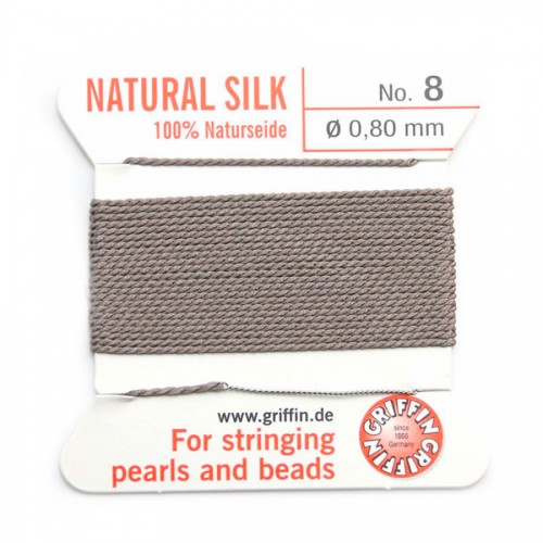 Silk bead cord 0.8mm gray x 2m