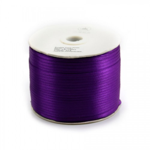 Fil polyester Double face satin violet 3mm X 5 m