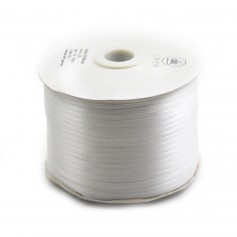 Thread polyester, white color, double face satin 3mm x 450m