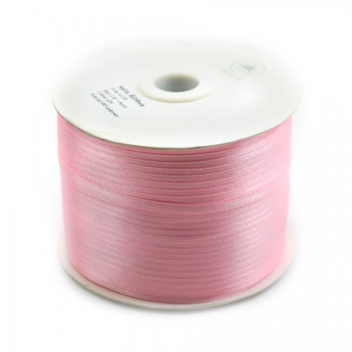 Fil polyester Double face satin rose 3 mm X 450m