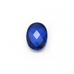 Corindon synthétique de forme ovale, bleu, 8x11mm x 1pc 