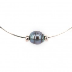 Necklace tahiti cultured pearl sterling silver 925 40cm x 1pc