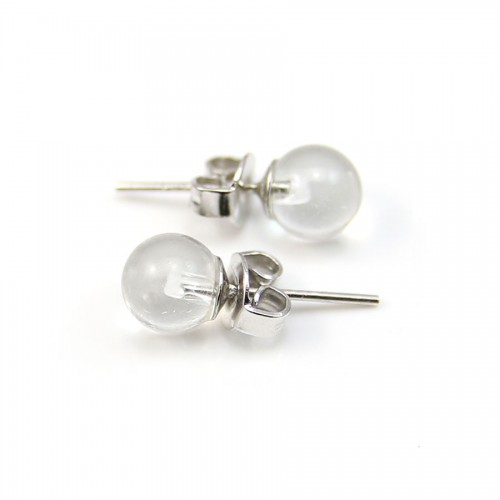 Silver earring 925 rock crystal 6mm x 2pcs