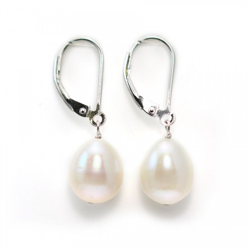 Boucles d'oreilles : perles d'eau douce & dormeuse argent 925 x 2pcs