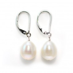 Orecchini argento 925 perla bianca d'acqua dolce 11mm x 2pz