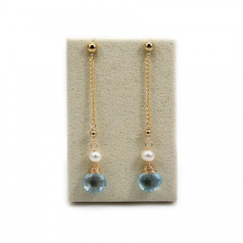 Gold filled topaz & freshwater pearl earring x 2pcs