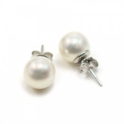Pendientes de perlas cultivadas de agua dulce 9-10mm x 2pcs