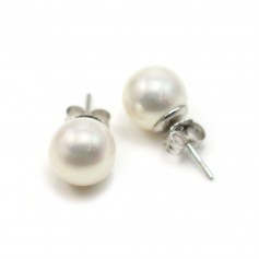 Pendientes de perlas cultivadas de agua dulce 9-10mm x 2pcs