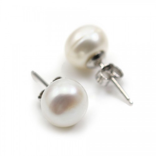 Silver earring 925 freshwater cultured pearl 9-10MM x 2pcs
