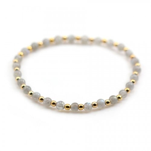 Bracelet Labradorite 4mm with golden pearl x 1pc