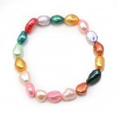 Bracciale barocco di perle d'acqua dolce multicolore - Elastico x 1 pezzo
