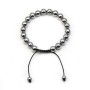Silver hematite bracelet, in round shape, measuring 8mm, with a braided finish x 1pc