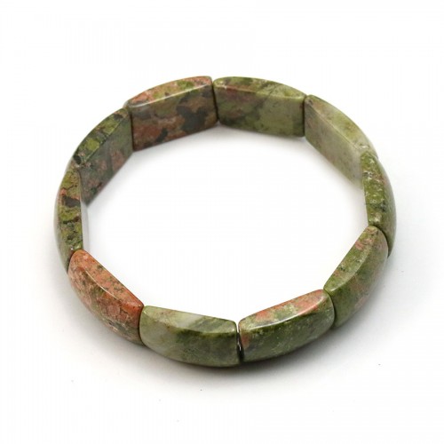 Unakite stone bracelet, rectangular shape and flat x 1pc