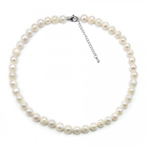 Collana di perle d'acqua dolce bianche 9-10 mm