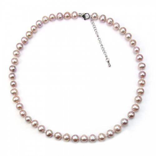Simple Necklace purple Pearl Freshwater 8-9mm