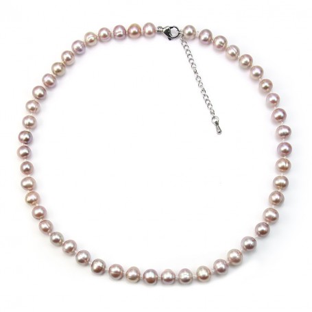 Simple Necklace purple Pearl Freshwater 8-9mm