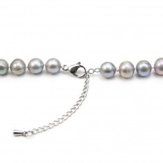 Collana di perle d'acqua dolce grigie 8-9 mm